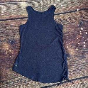 Womens Apana scoop neck, ruched side blue tank top. Size XS. EUC.